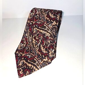 Vintage Christian Dior Cravates Silk Paisley Tie in Red and Brown